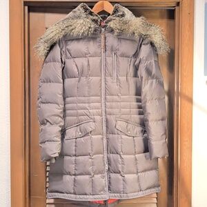 Eddie Bauer Mid Length Down Coat With Extra Details And Detachable Fur Hood